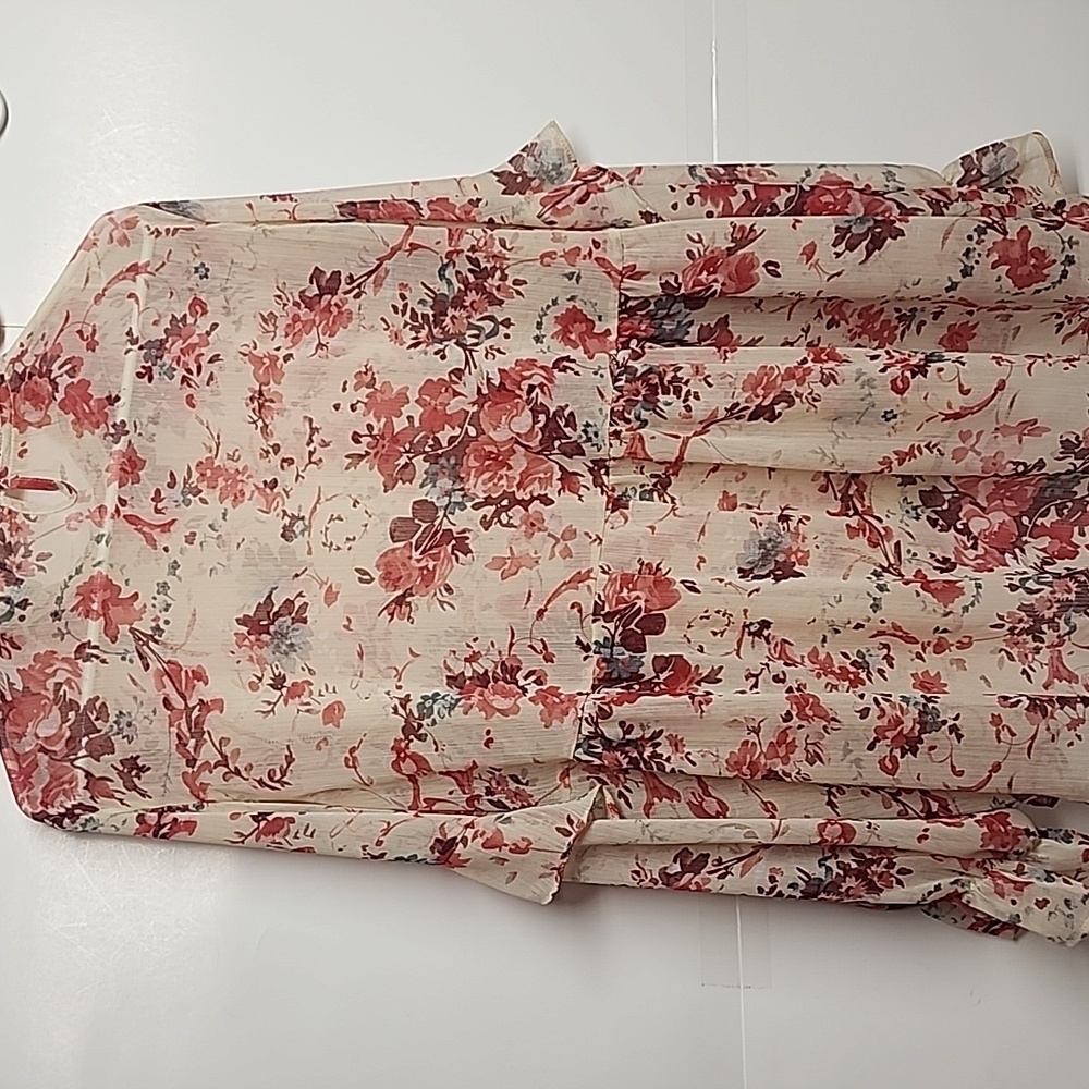 Sundance Floral Sheer Romantic Gardencore Beautiful Blouse Red & Cream Size XXL - Picture 5 of 8